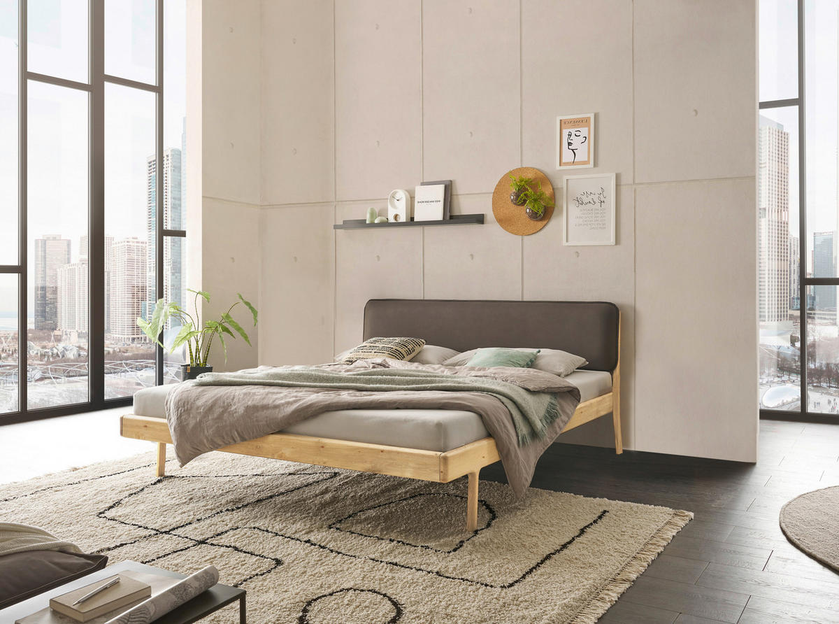 BETT 180/200 cm,  in Eichefarben,  - Taupe/Eichefarben, MODERN, Holz (180/200cm) - MID.YOU