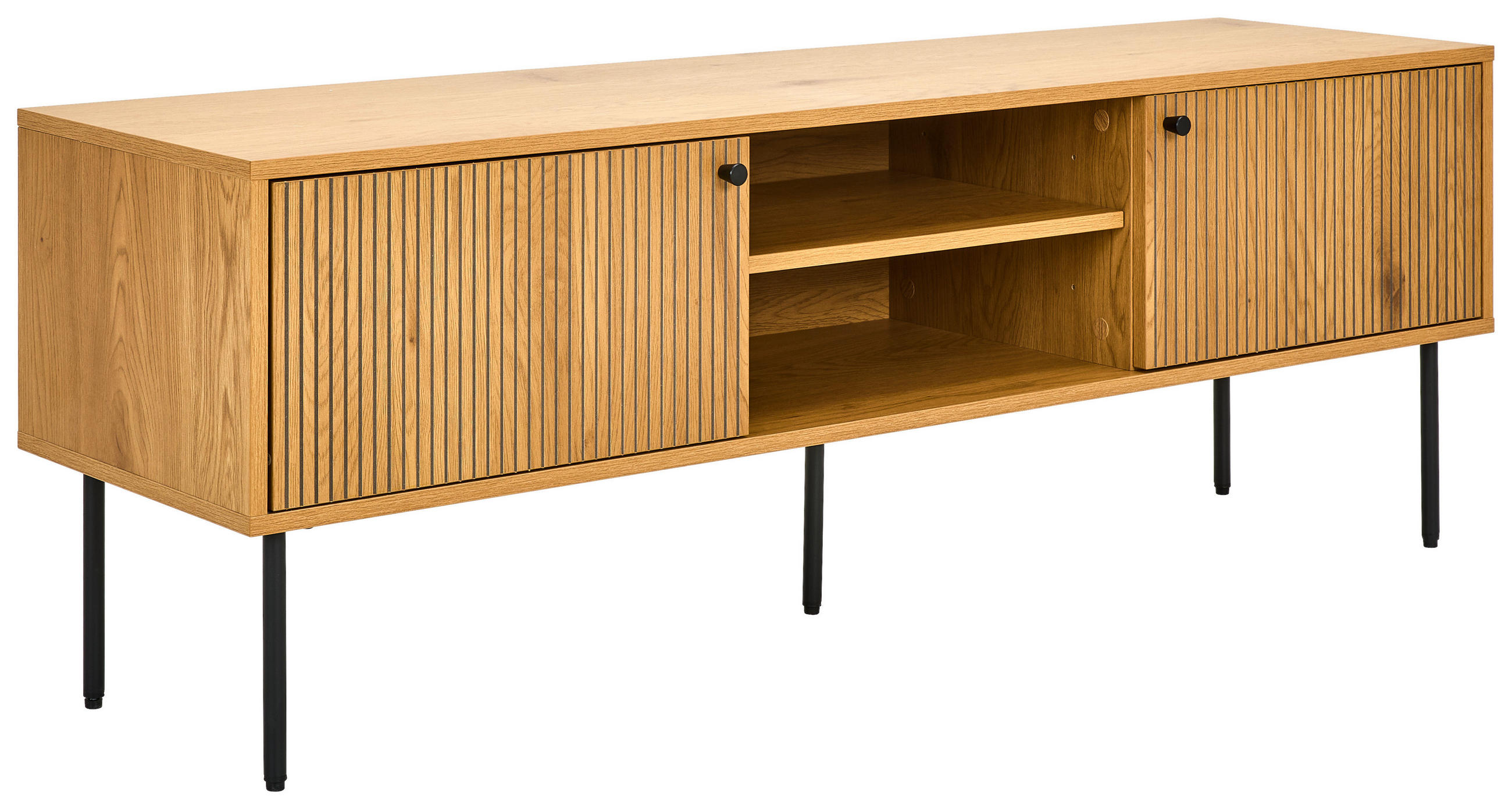 LOWBOARD Line  in 150/50/40 cm  - Eichefarben/Schwarz, Design, Holzwerkstoff/Metall (150/50/40cm) - Carryhome