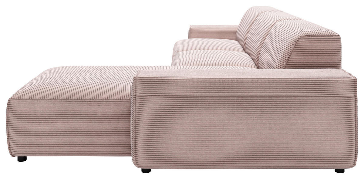 ECKSOFA 9125 Rosa Cord  - Schwarz/Rosa, Design, Kunststoff/Textil (300/189cm) - Pure Home Lifestyle