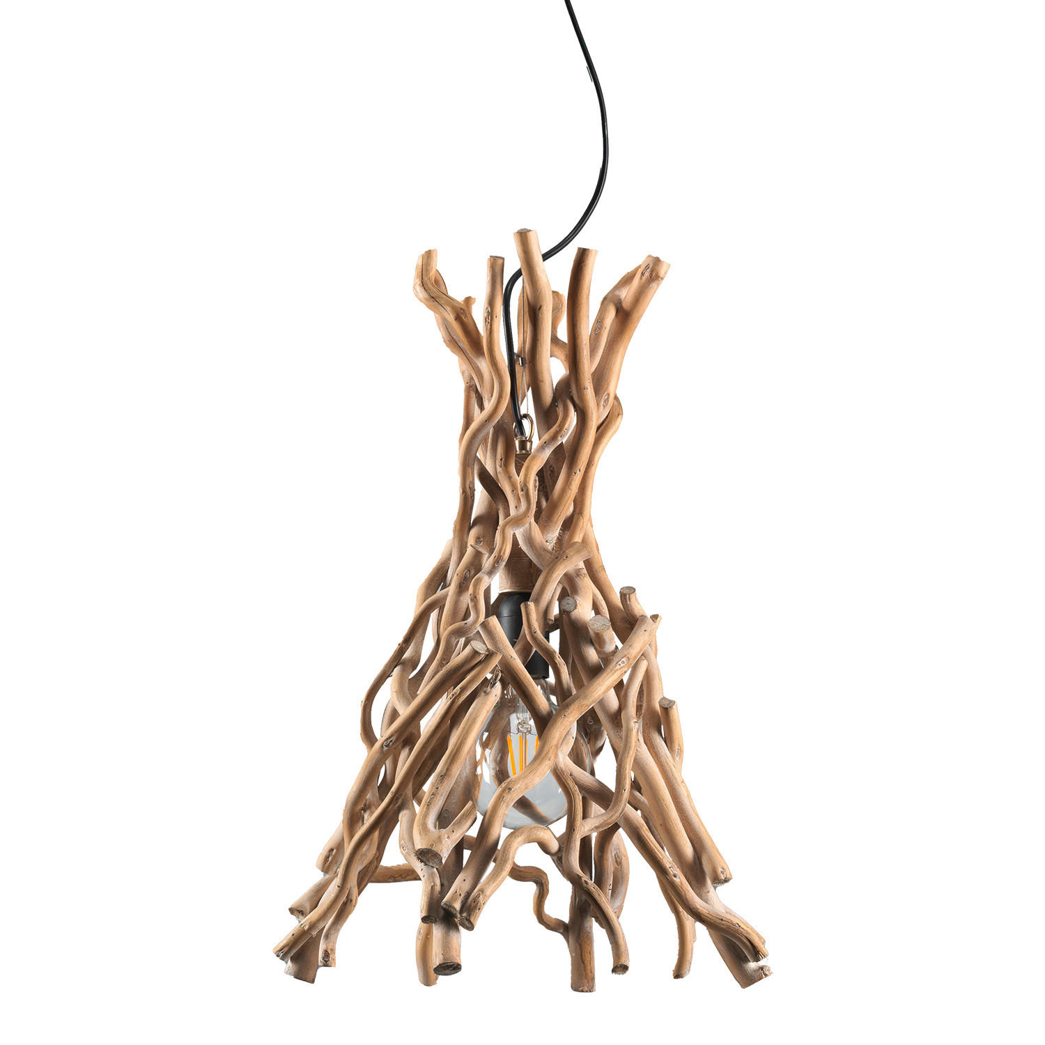 HÄNGELEUCHTE 34/34/125 cm  - Schwarz/Akaziefarben, Natur, Holz/Metall (34/34/125cm)
