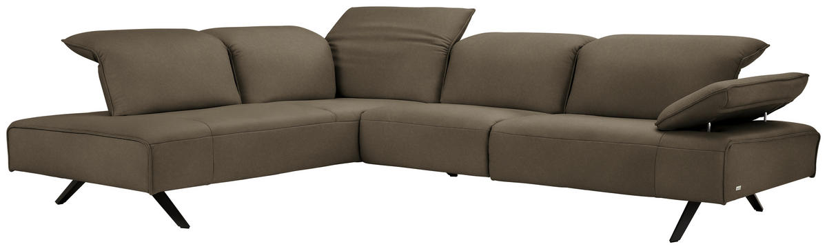 ECKSOFA  in Echtleder Dunkelbraun  230/290 cm  - Anthrazit/Dunkelbraun, Design, Leder/Metall (230/290cm) - Johann Jakob