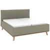POLSTERBETT Matratze, Lattenrost, Bettkasten 180/200 cm  in Hellgrau  - Eichefarben/Hellgrau, Design, Holz/Textil (180/200cm) - Musterring