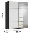 SCHWEBETÜRENSCHRANK  in Schwarz, Weiß  - Chromfarben/Schwarz, KONVENTIONELL, Glas/Holzwerkstoff (181/223/68cm) - Novel
