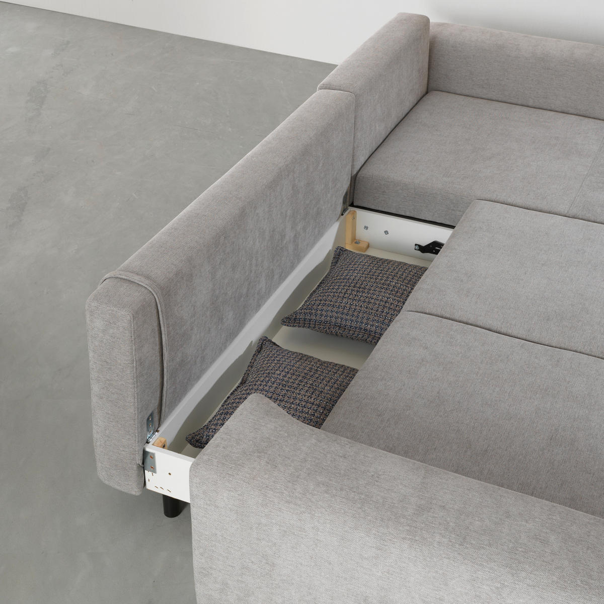 ECKSOFA in Webstoff Grau  - Schwarz/Grau, Design, Textil/Metall (314/211cm) - Stylife