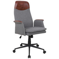 DREHSTUHL Lederlook, Flachgewebe Braun, Grau  - Schwarz/Braun, MODERN, Kunststoff/Textil (79/114,5/66cm) - MID.YOU