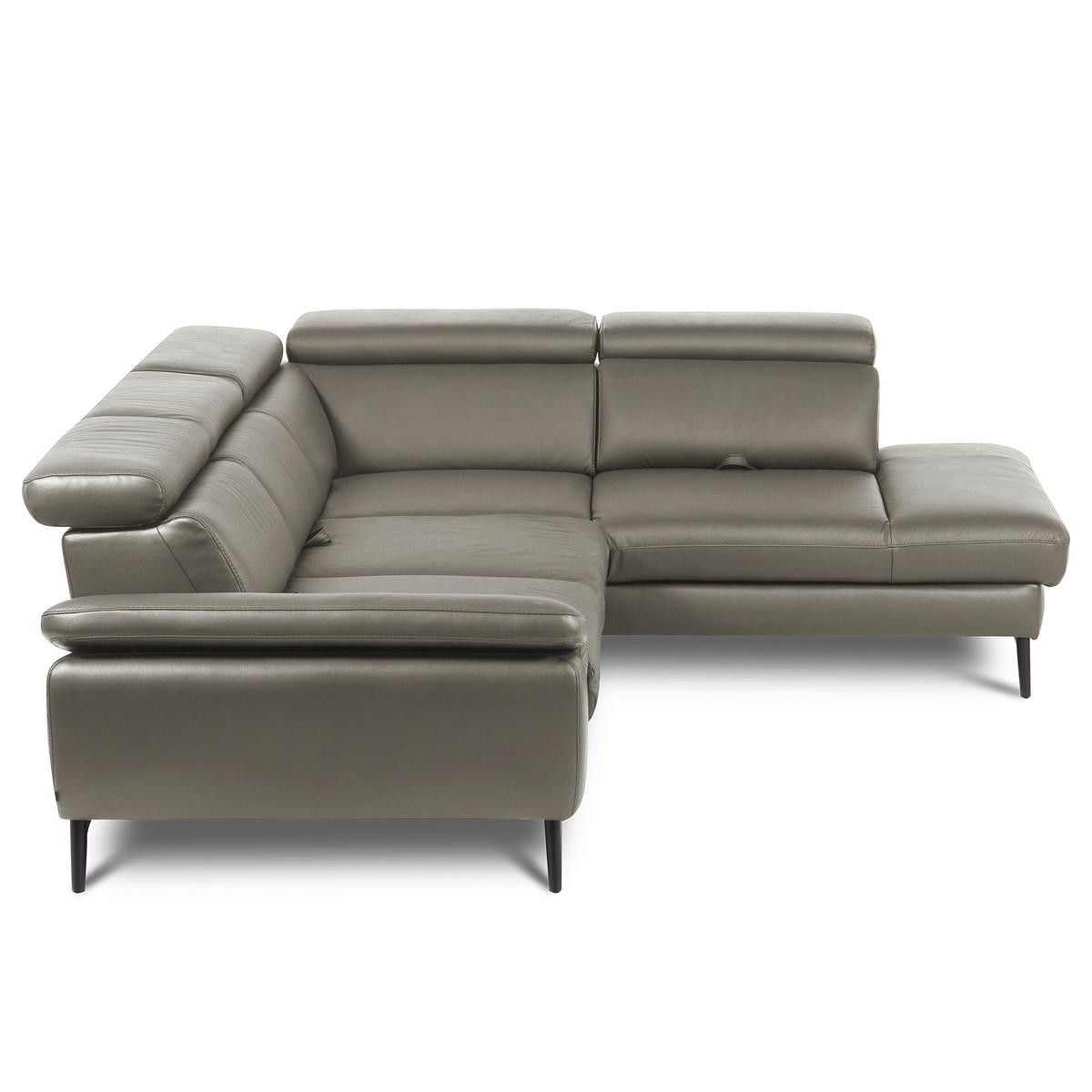 ECKSOFA  in Lederlook Echtleder Schlammfarben  - Schlammfarben/Schwarz, Design, Leder/Textil (274/220cm) - Livetastic
