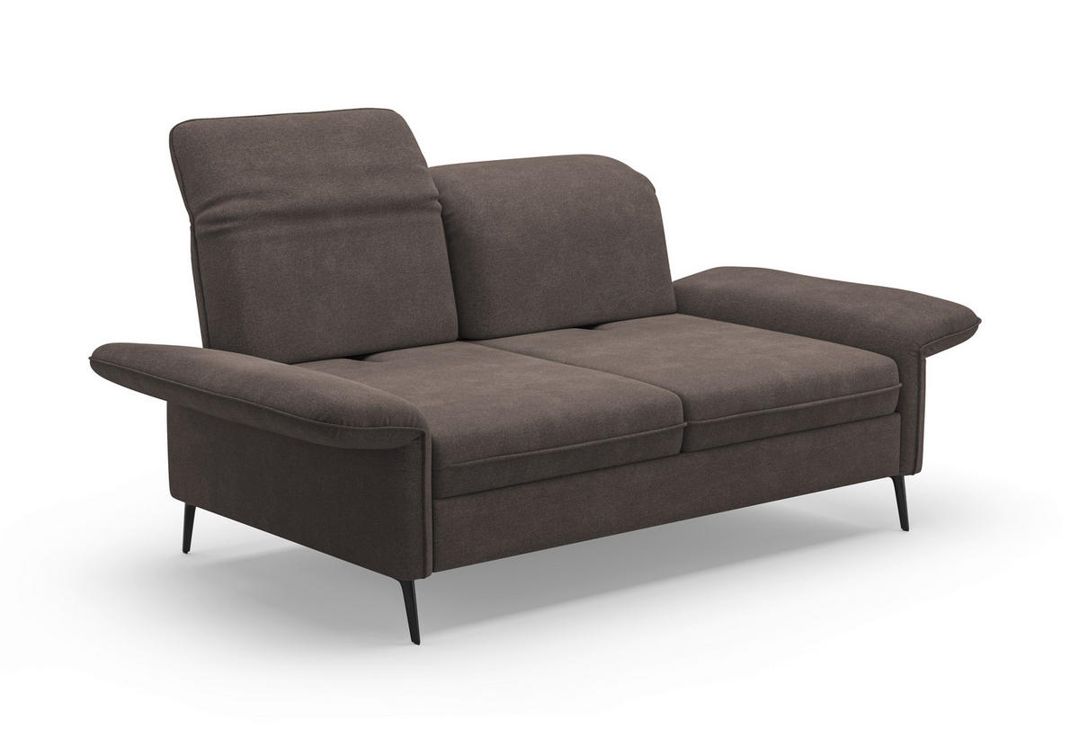 2,5-SITZER in Flachgewebe Graphitfarben  - Schwarz/Graphitfarben, KONVENTIONELL, Textil/Metall (189/92/123cm) - Sit & More