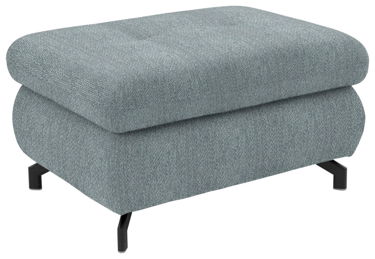 ECKSOFA in Chenille Blaugrau  - Blaugrau/Schwarz, Design, Textil/Metall (310/220cm) - Beldomo Style