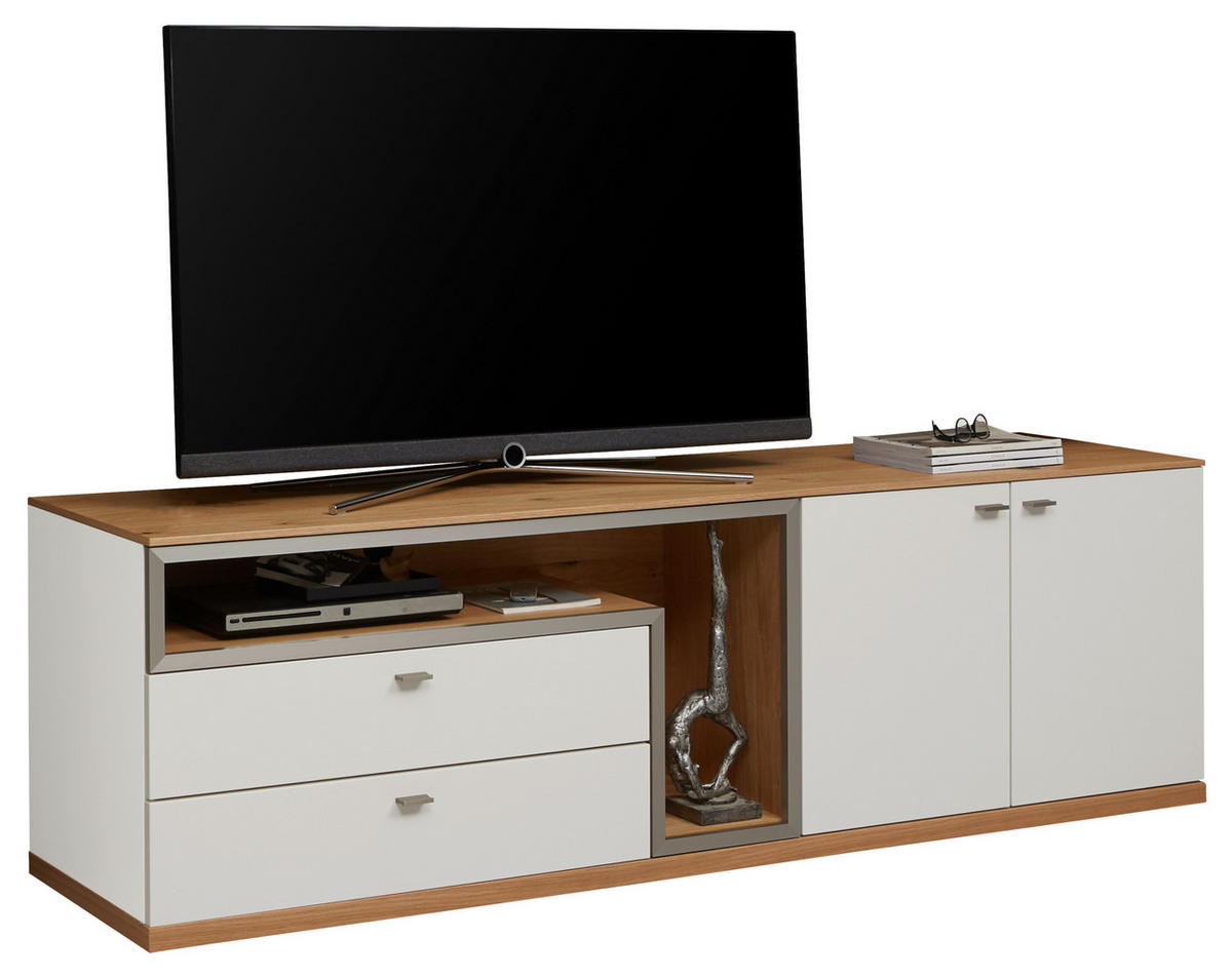 TV-ELEMENT bela, barve hrasta  - barve hrasta/bela, Design, kovina/leseni material (210,3/64,7/52cm) - Dieter Knoll