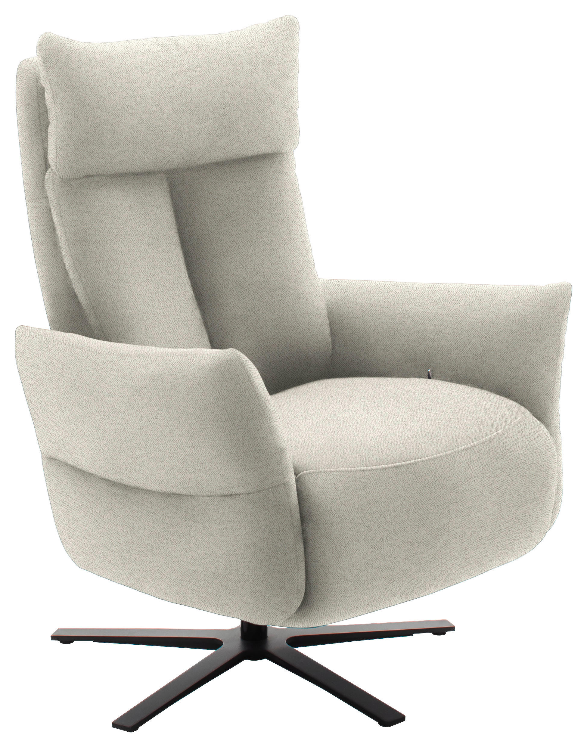 FERNSEHSESSEL Chenille Creme  - Creme/Schwarz, Design, Textil/Metall (74/115/85cm) - Schöner Wohnen