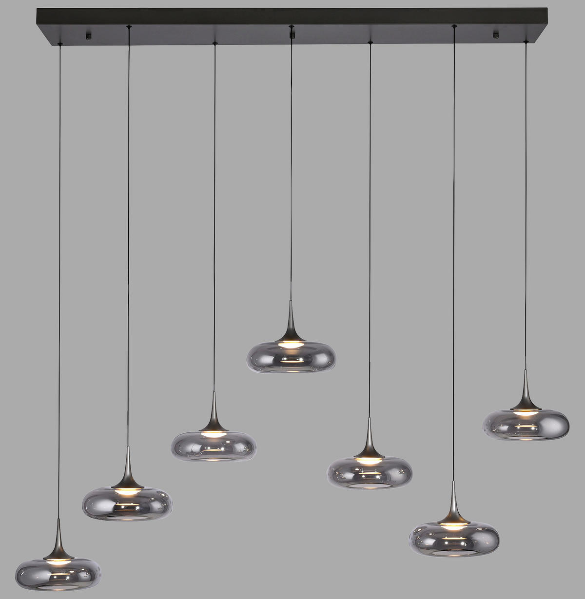 LED-PENDELLEUCHTE SW POSH 140/42/200 cm   - Grau, Design, Glas/Kunststoff (140/42/200cm) - Schöner Wohnen