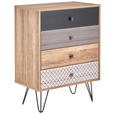 KOMMODE , 60/80/35 cm, 4 Schublade(n)  - Eichefarben/Messingfarben, Trend, Holzwerkstoff/Metall (60/80/35cm) - Carryhome