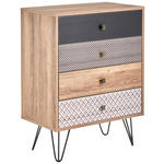 KOMMODE , 60/80/35 cm, 4 Schublade(n)  - Eichefarben/Messingfarben, Trend, Holzwerkstoff/Metall (60/80/35cm) - Carryhome