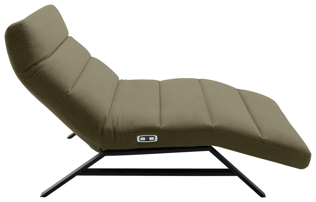 RELAXLIEGE Feincord Dunkelgrün  - Dunkelgrün/Schwarz, Design, Textil/Metall (120/54-113/158-198cm) - Pure Home Lifestyle