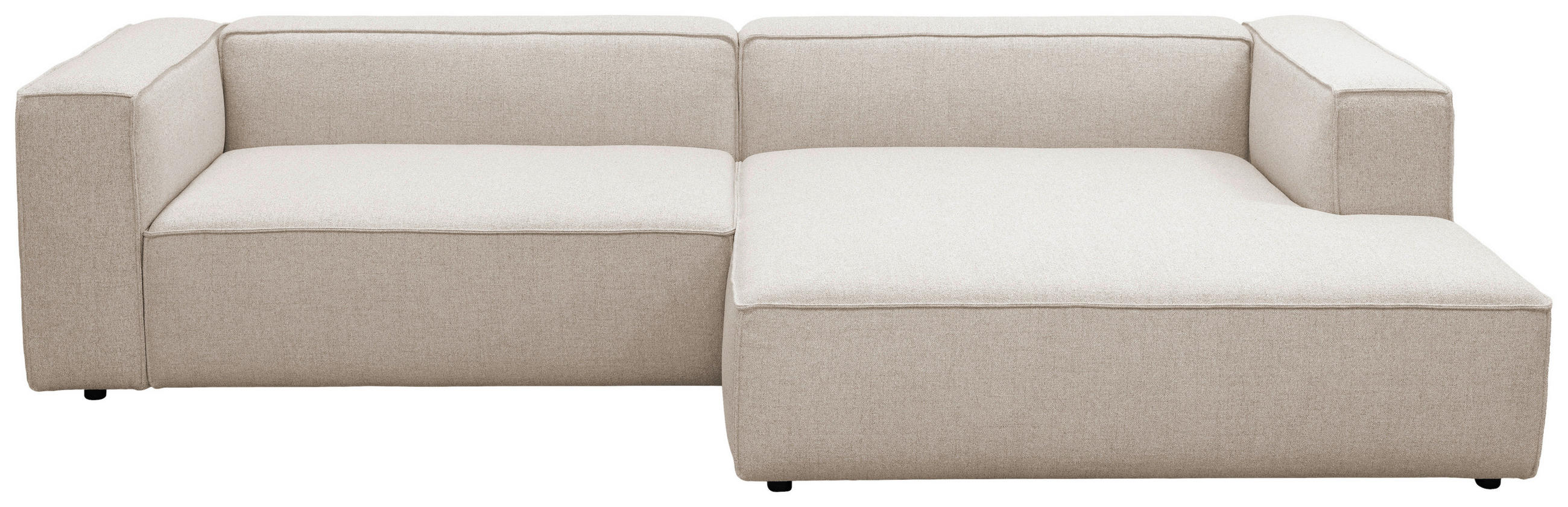 ECKSOFA Beige Chenille Rücken echt  - Beige/Schwarz, MODERN, Kunststoff/Textil (296/185cm) - Hom`in