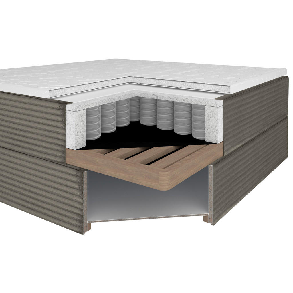 Thumbnail - Boxxx Boxbett, Hellgrau, Textil, H3, 7-Zonen, Höhe ca. 19,5 cm, 100x200 cm, Oeko-Tex® Standard 100, Bettkasten, Matratze...