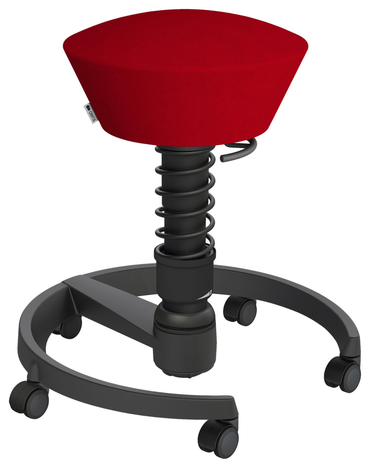 BÜROHOCKER Mikrofaser Rot, Schwarz  - Rot/Schwarz, Basics, Kunststoff/Textil (55/45,66/55cm) - Aeris