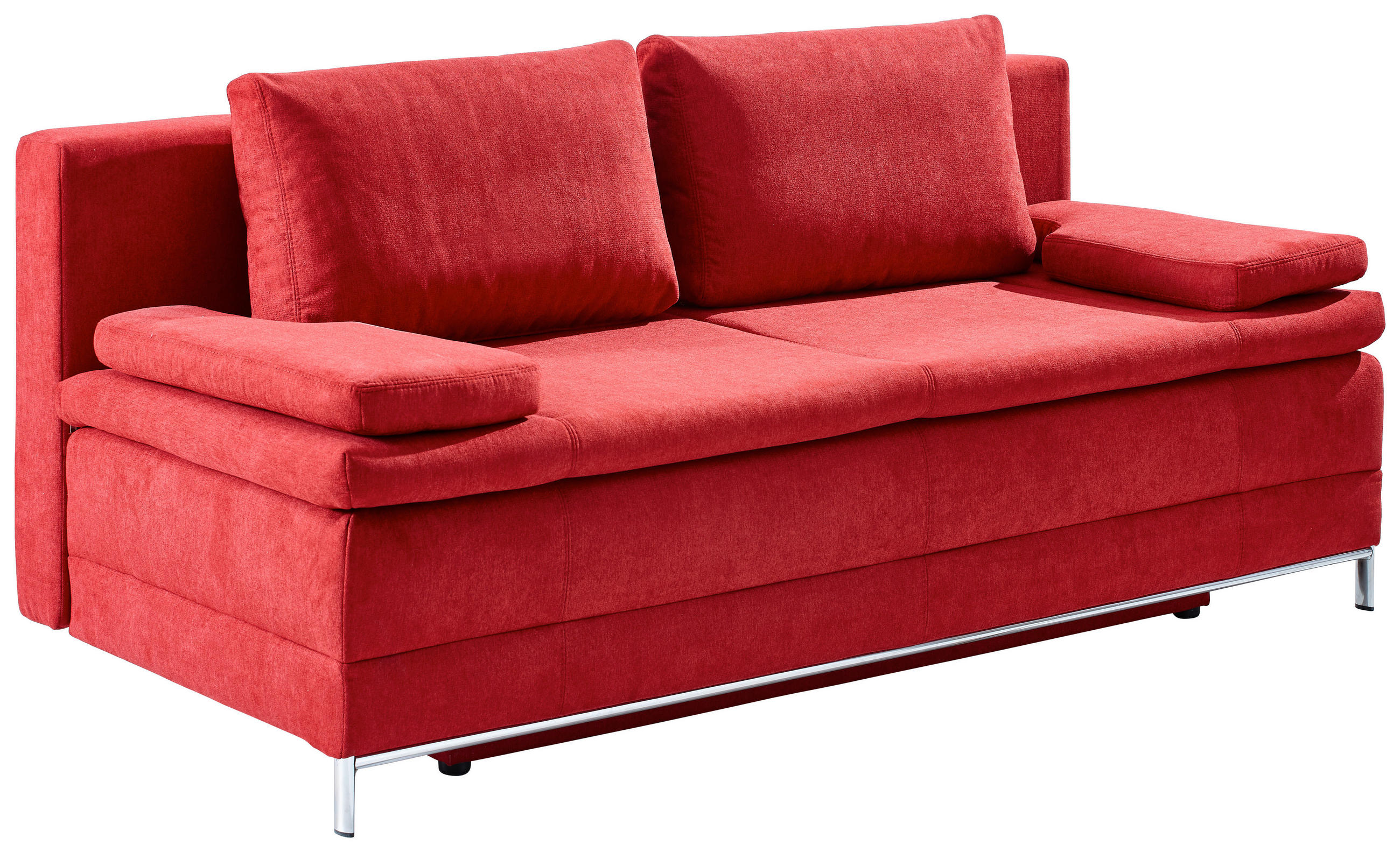 SCHLAFSOFA in Flachgewebe Bordeaux  - Chromfarben/Bordeaux, Design, Textil/Metall (200/93/93cm) - Novel