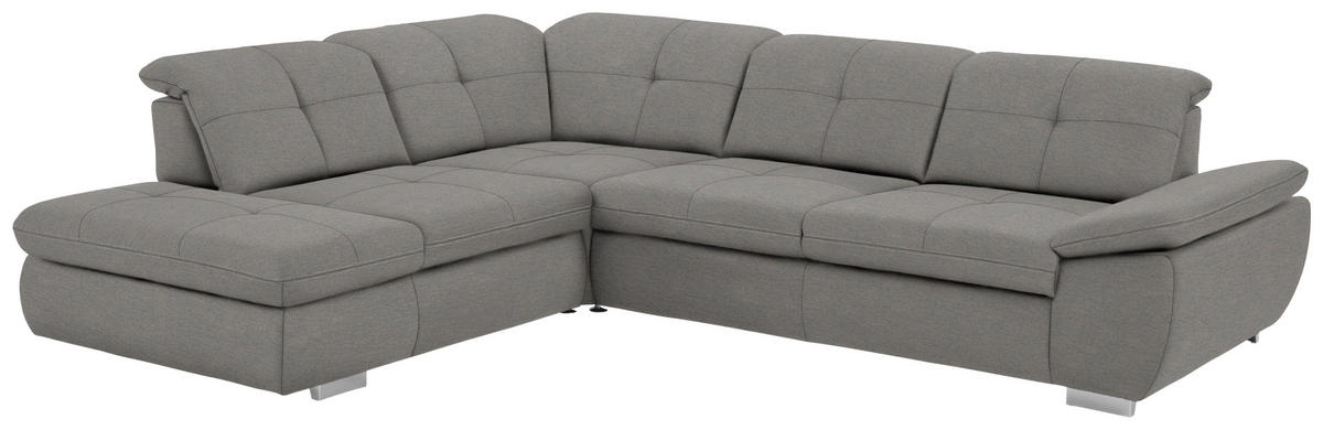 ECKSOFA in Mikrofaser Hellgrau  - Silberfarben/Hellgrau, Design, Textil/Metall (260/320cm) - Beldomo Speed