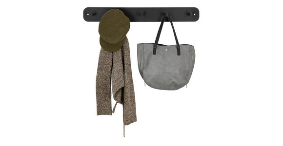 HAKENLEISTE in Schwarz - Schwarz, Trend, Metall (80/10/6cm) - Carryhome