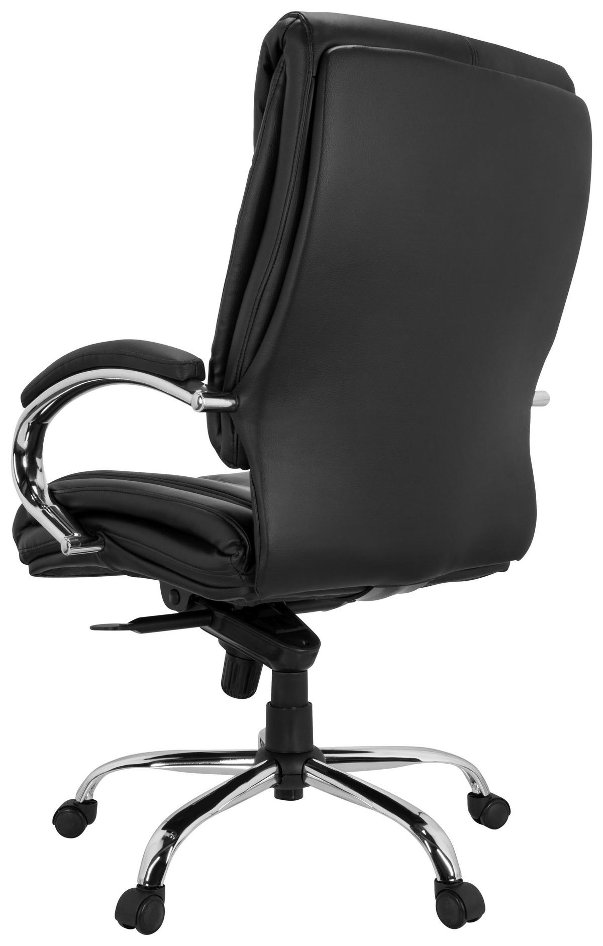 CHEFSESSEL Lederlook Schwarz  - Silberfarben/Schwarz, Basics, Kunststoff/Textil (66/113/70cm) - MID.YOU