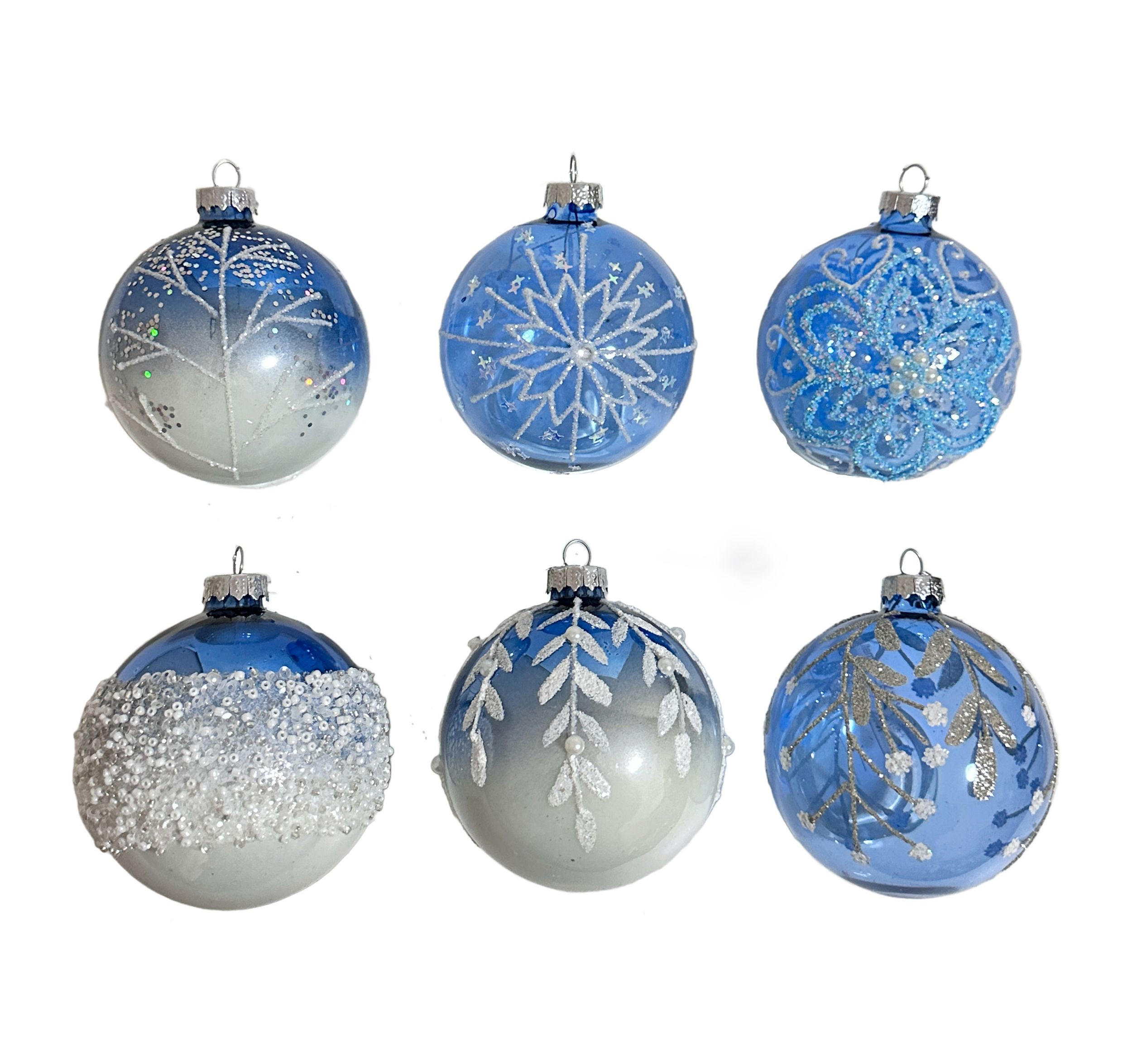 GLOB DE CRĂCIUN - albastru/alb, Lifestyle, plastic/sticlă (6cm) - X-Mas