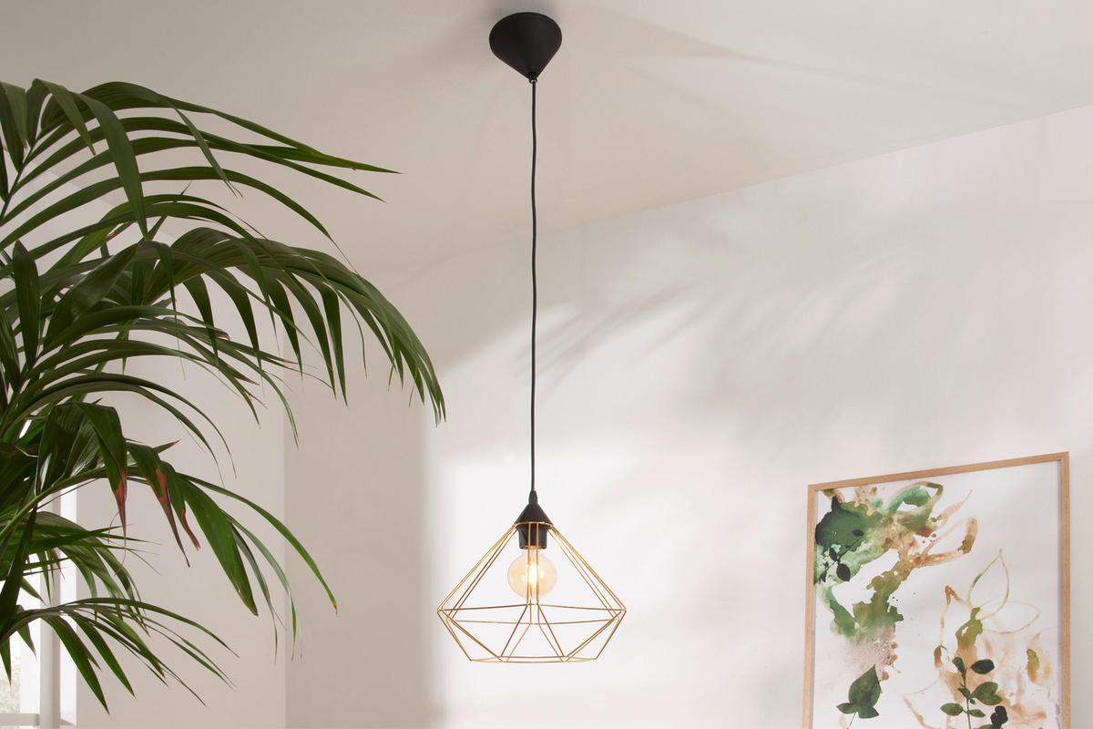 Lampă Suspendată 32,5/110 cm  - negru/alămiu, Trend, metal (32,5/110cm) - Marama