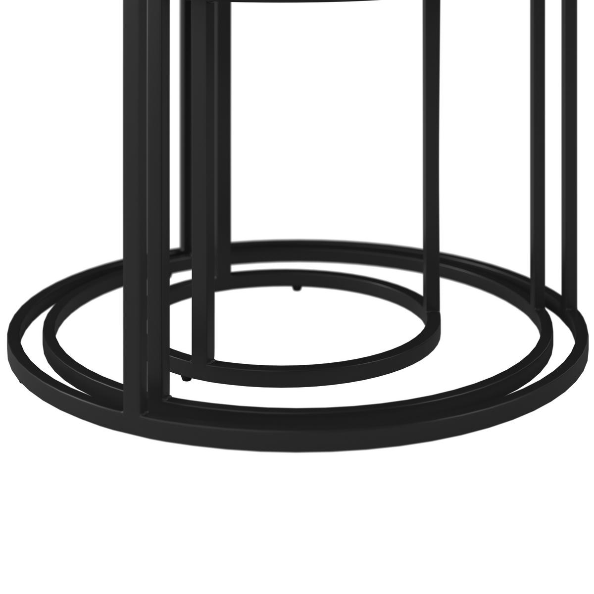 SET DE TABLES D'APPOINT JARDI - Schwarz/Akaziefarben, Modern, Holz/Metall (76/56/36/50/45/40/76/56/36cm) - Ambia Garden