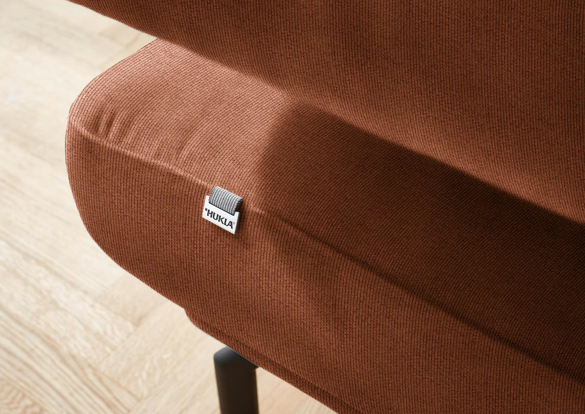 ECKSOFA in Chenille Rostfarben  - Rostfarben/Schwarz, Design, Textil/Metall (224/305cm) - Dieter Knoll
