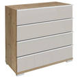 KOMMODE 75/82/42 cm  in Champagner, Eiche Bianco  - Chromfarben/Eiche Bianco, Basics, Glas/Holzwerkstoff (75/82/42cm) - Venda