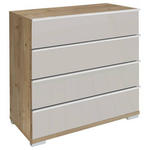 KOMMODE 75/82/42 cm  in Champagner, Eiche Bianco  - Chromfarben/Eiche Bianco, Basics, Glas/Holzwerkstoff (75/82/42cm) - Venda