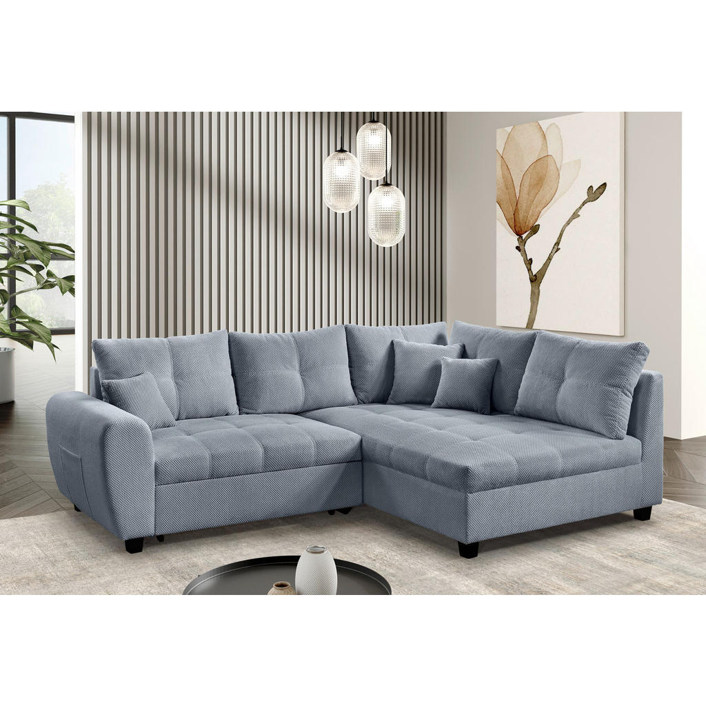 Thumbnail - Carryhome Ecksofa, Hellgrau, Textil, 4-Sitzer, Füllung: Schaumstoffflocken,Schaumstoffflocken, Ottomane rechts, L-Form, ...