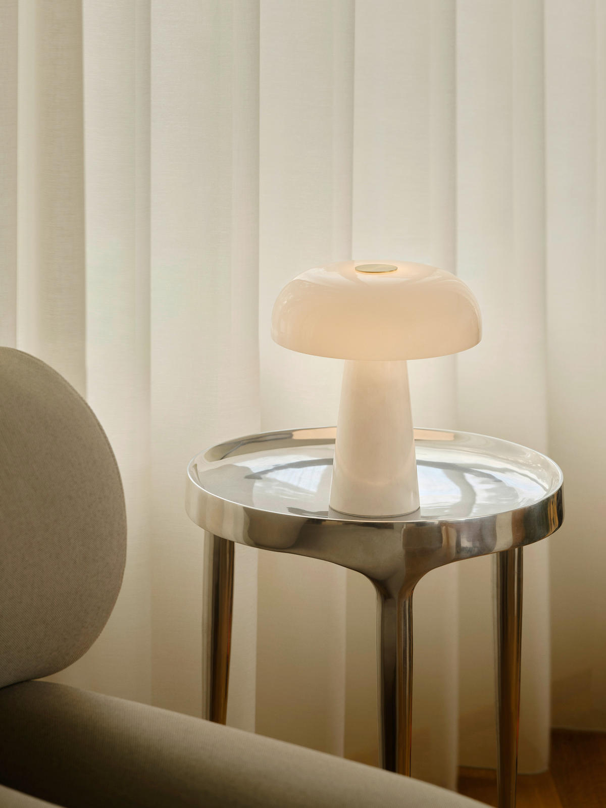 TISCHLEUCHTE 22,3/24,3 cm   - Weiß, Design, Glas/Stein (22,3/24,3cm) - Nordlux