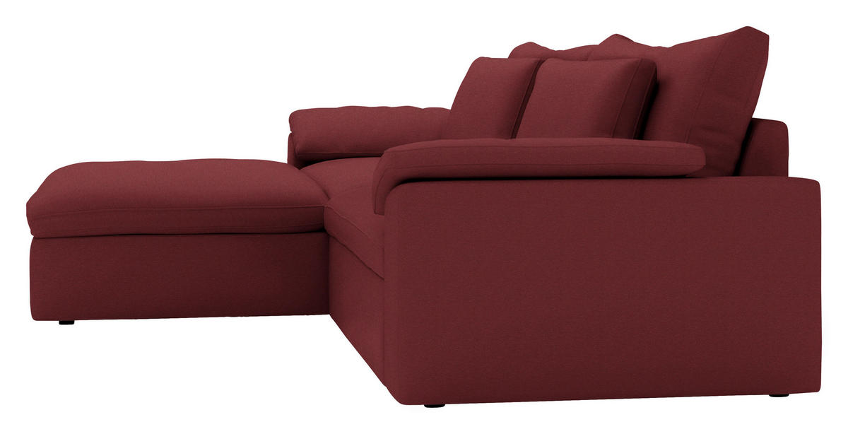 ECKSOFA  Chenille Bordeaux  - Bordeaux/Schwarz, Modern, Kunststoff/Textil (198/306cm) - Carryhome