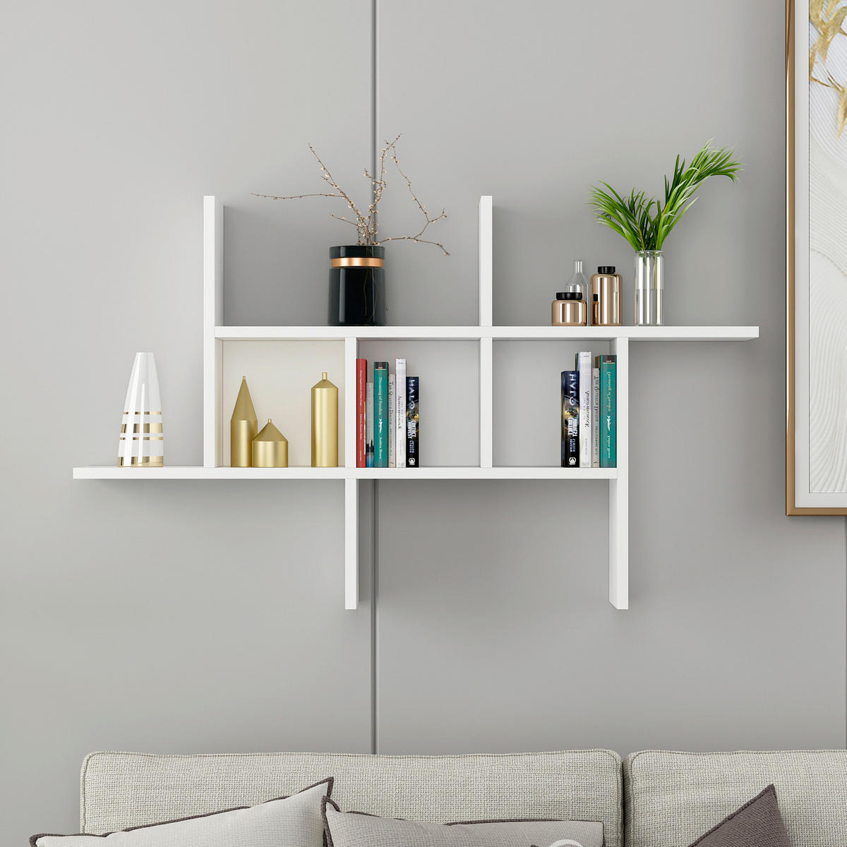 WANDREGAL  - Weiß, Design, Holzwerkstoff (68/113/20cm) - Livetastic
