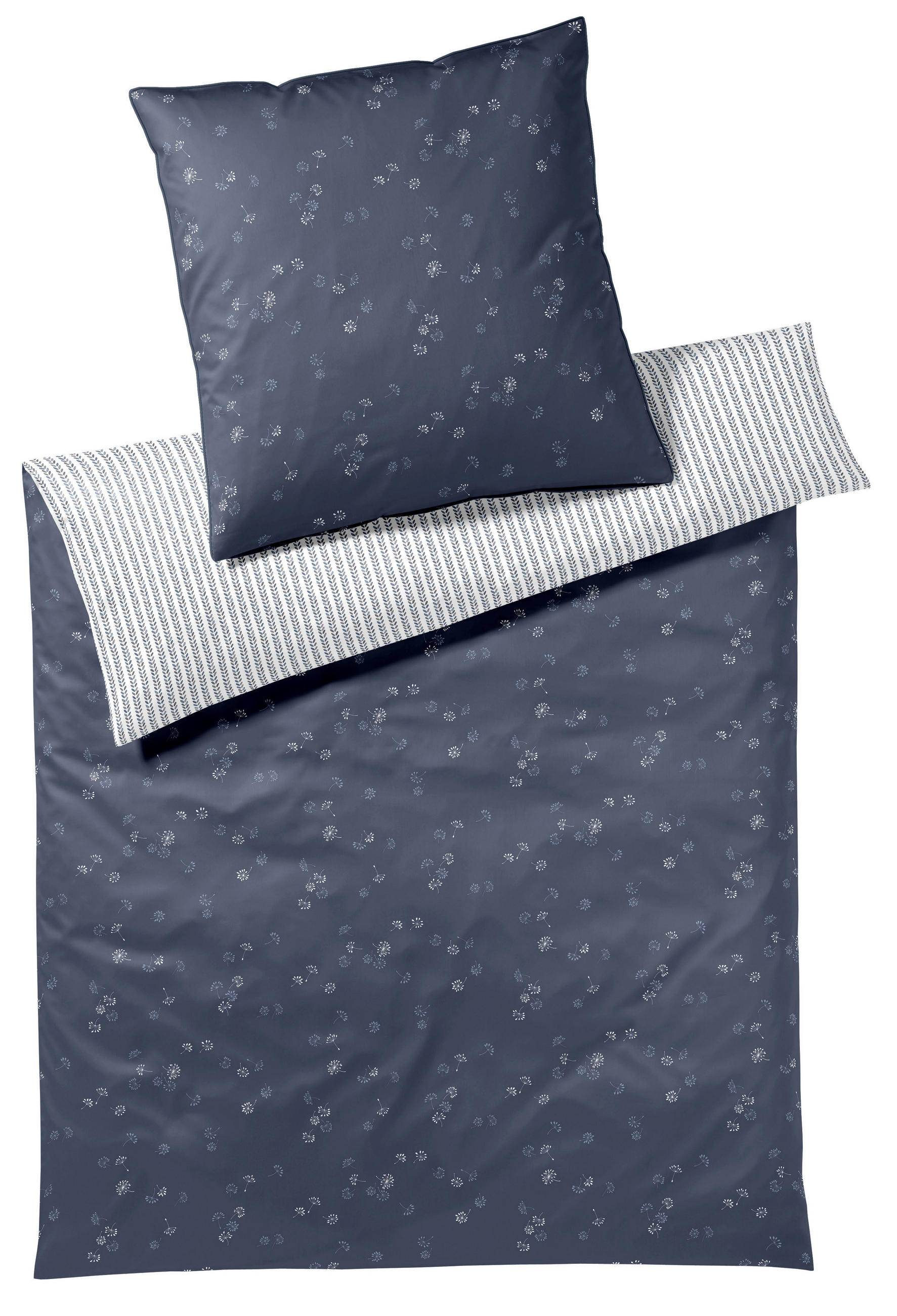 POSTELJNINA FLEURS 140/200 cm mako saten modra  - modra, Basics, tekstil (140/200cm) - Elegante