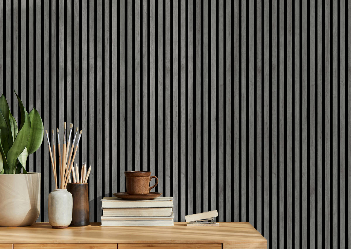 AKUSTIKPANEEL Eiche Grau 3-seitig foliert 57.25/1.9/267 cm  - Eichefarben, KONVENTIONELL, Holzwerkstoff/Textil (57.25/1.9/267cm)