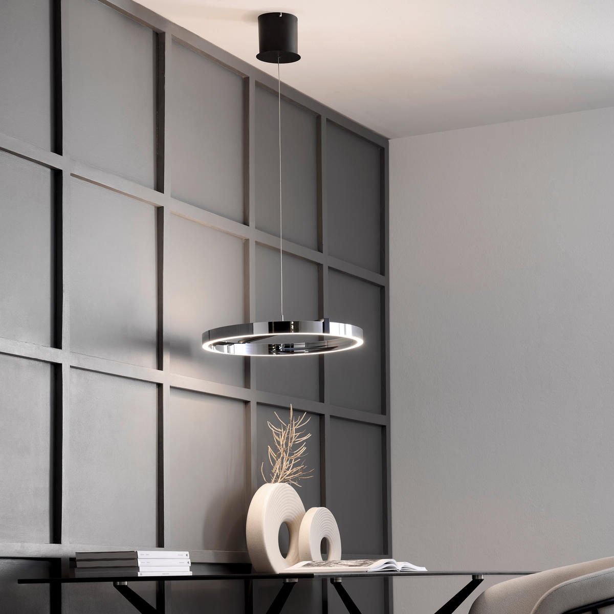ZÁVĚSNÉ LED SVÍTIDLO, 50/50-200 cm  - čiré, Trend, kov/plast (50/50-200cm) - Dieter Knoll