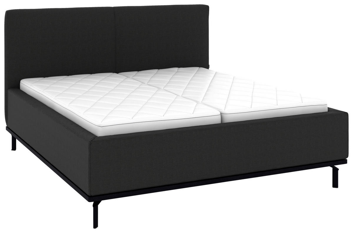 POLSTERBETT 180/200 cm,  in Anthrazit, Matratze, Lattenrost, Bettkasten, H2 + H2 = mittel  - Anthrazit/Graphitfarben, Design, Holz/Textil (180/200cm) - Musterring