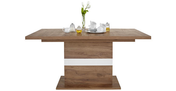 Ausziehbarer Esstisch Avensis 160cm Krafteiche Dunkel - Eichefarben/Weiß, MODERN, Holzwerkstoff (160/76/90cm) - Luca Bessoni