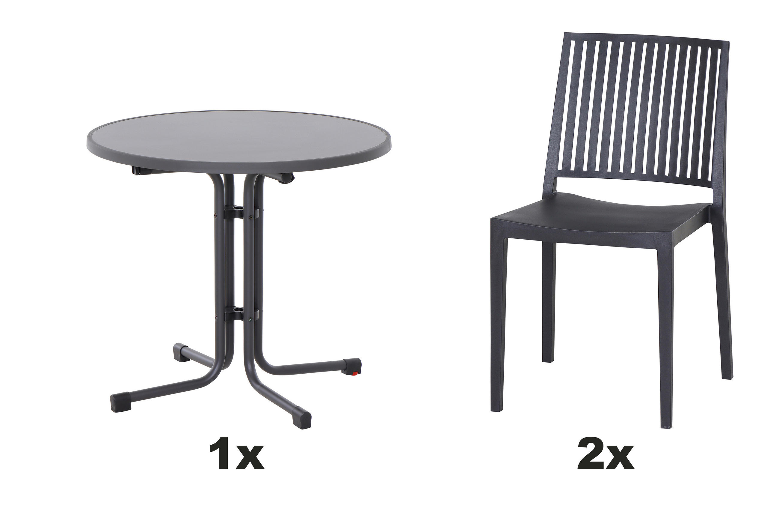 GARTENGARNITUR 3-teilig Stahl  - Anthrazit, Basics, Kunststoff/Metall (80/80/80cm) - Siena Garden