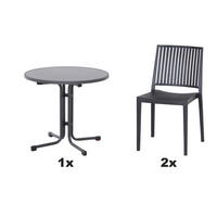 GARTENGARNITUR 3-teilig Stahl  - Anthrazit, Basics, Kunststoff/Metall (80/80/80cm) - Siena Garden
