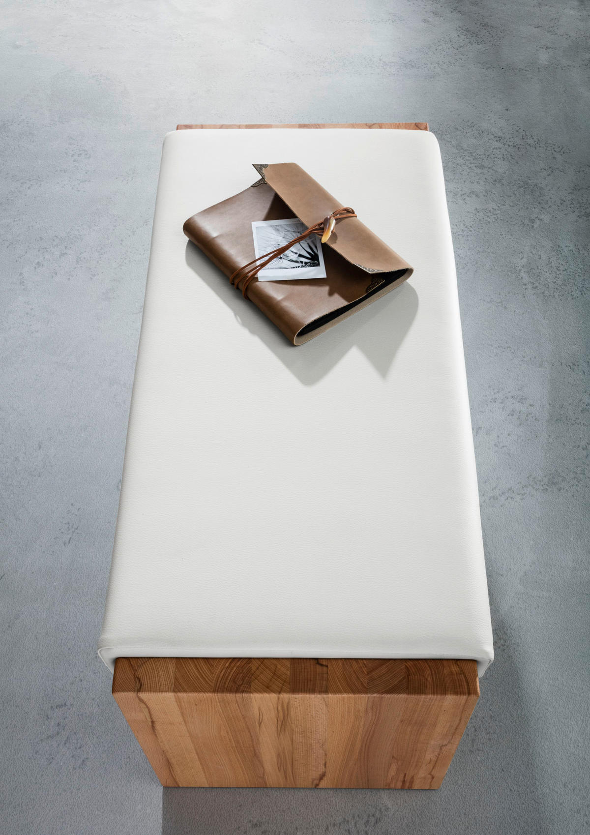 GARDEROBENBANK  in 88/44/42 cm  - Buchefarben/Weiß, MODERN, Leder/Holz (88/44/42cm) - Linea Natura