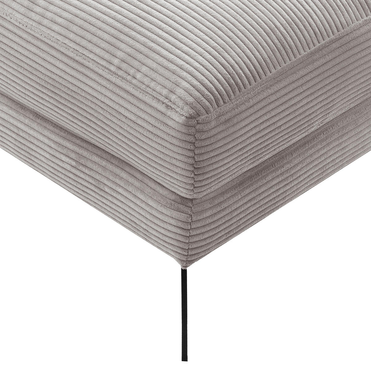 HOCKER Textil Hellgrau  - Hellgrau/Schwarz, Design, Textil/Metall (163/46/62cm) - Livetastic