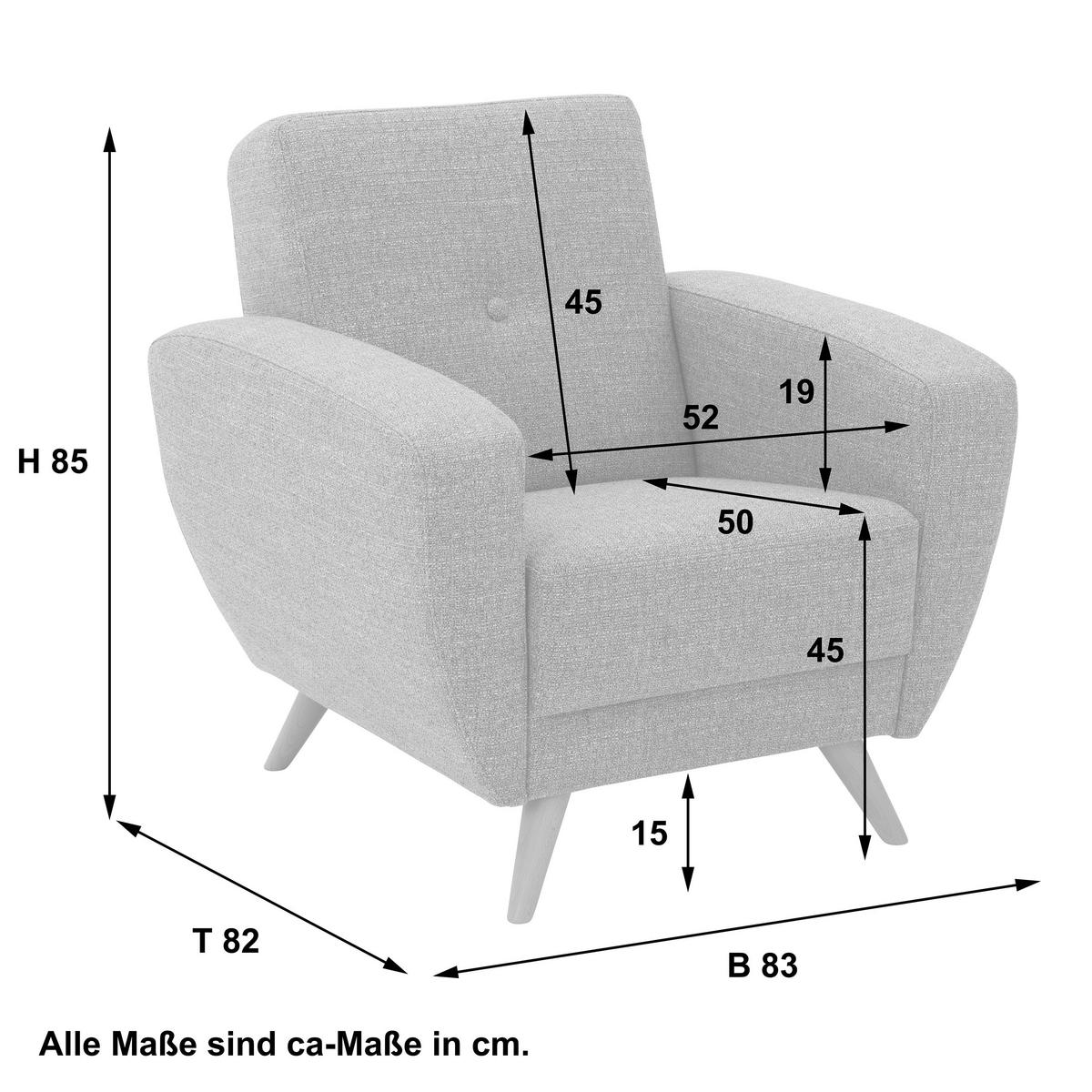 SESSEL in Flachgewebe Grau  - Naturfarben/Grau, Design, Holz/Textil (83/85/82cm) - Max Winzer