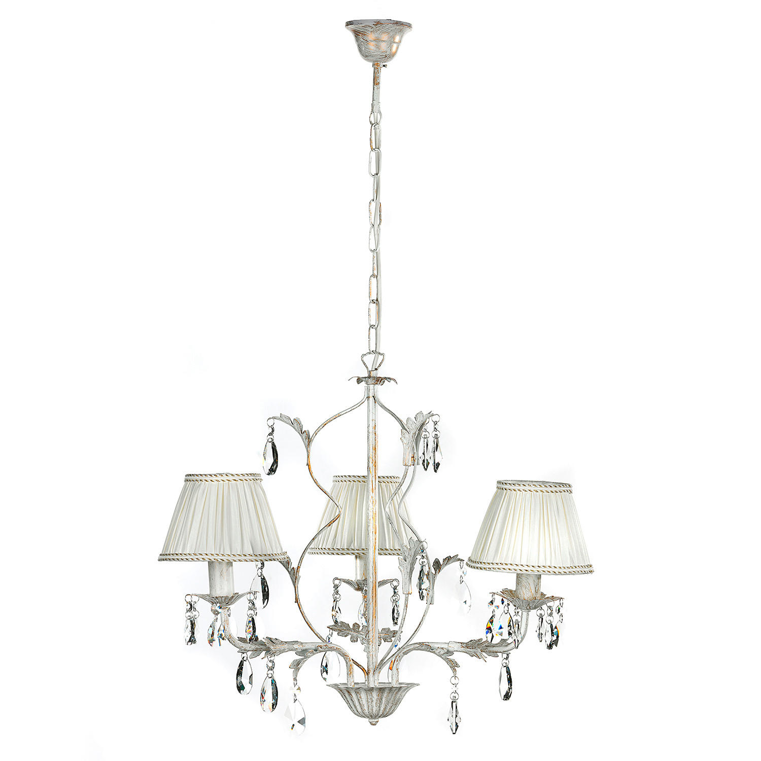 KRISTALL-HÄNGELEUCHTE 60/105 cm   - Weiß, Natur, Glas/Textil (60/105cm)