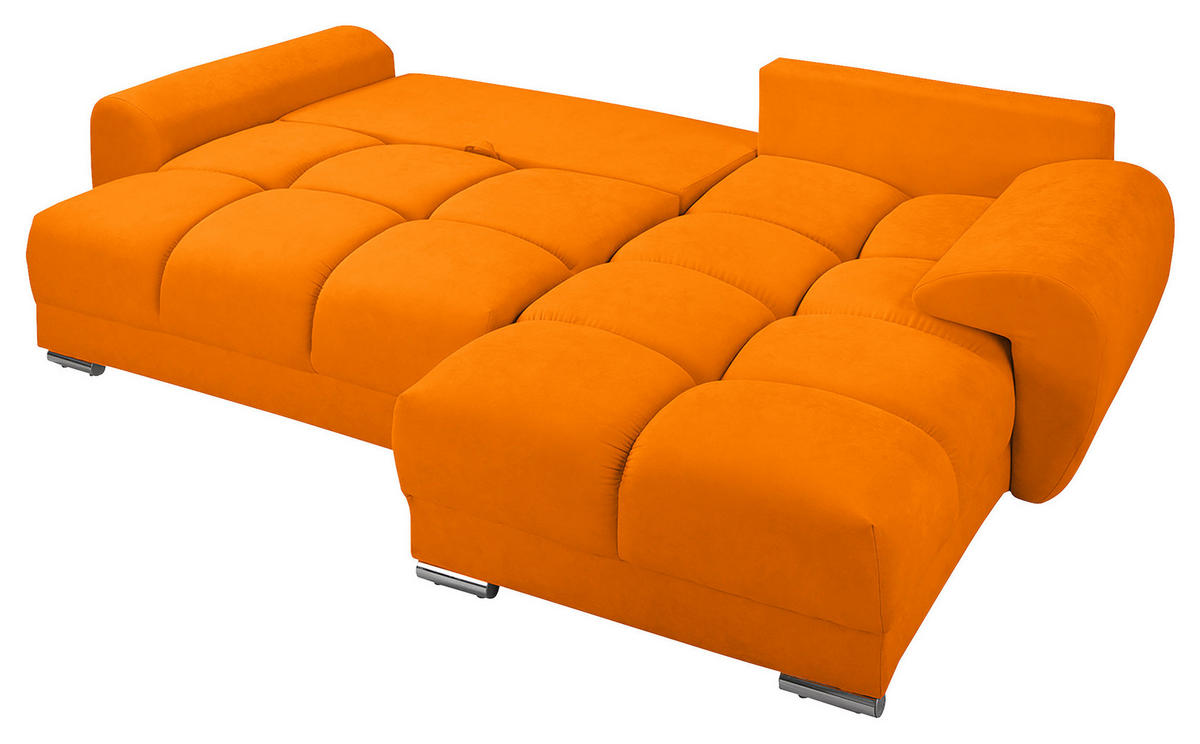 ECKSOFA in Mikrofaser Gelb  - Gelb/Silberfarben, Design, Textil/Metall (256/175cm) - Livetastic
