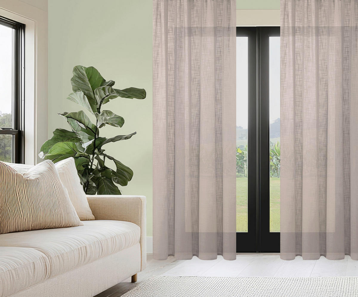 FERTIGVORHANG halbtransparent  - Taupe, Basics, Textil (140/245cm) - Boxxx