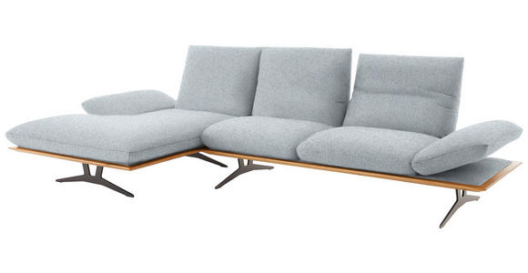 ECKSOFA in Flachgewebe Hellgrau  - Hellgrau/Schwarz, Design, Holz/Textil (159/314cm) - Dieter Knoll