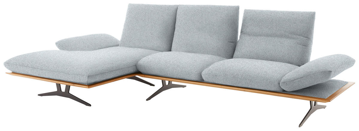 ECKSOFA in Flachgewebe Hellgrau  - Hellgrau/Schwarz, Design, Holz/Textil (159/314cm) - Dieter Knoll